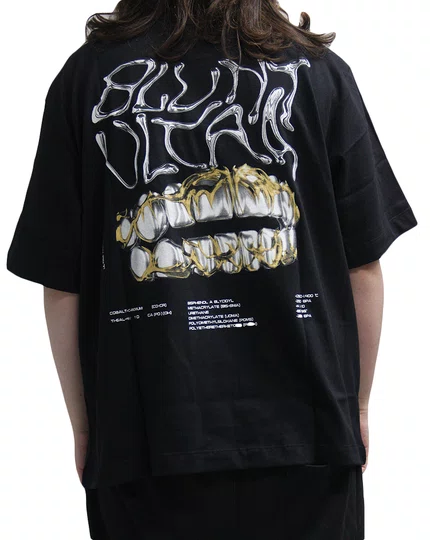 Camiseta Masculina Blunt Boxy Grillz Manga Curta Estampada - Preto