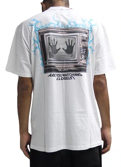 Camiseta Masculina Blunt Logpo Shock Manga Curta Estampada - Branco