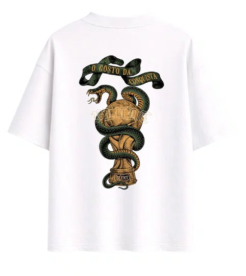 Camiseta Masculina Blunt Over Conquista Manga Curta Estampada - Branco