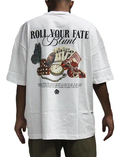 Camiseta Masculina Blunt Over Luck Manga Curta Estampada - Branco
