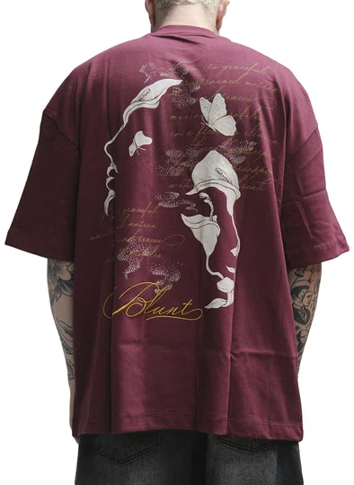 Camiseta Masculina Blunt Over Pareidolia B Manga Curta Estampada - Vinho