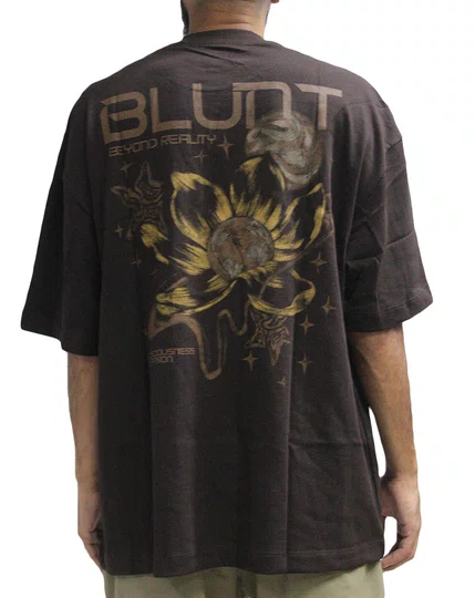 Camiseta Masculina Blunt Over Planet Manga Curta Estampada - Marrom