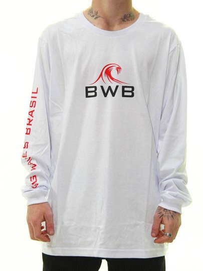 Camiseta Masculina BWB Logo Chest Manga Longa Estampada - Branco