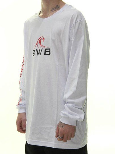 Camiseta Masculina BWB Logo Chest Manga Longa Estampada - Branco