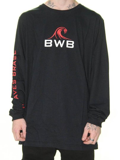 Camiseta Masculina BWB Logo Chest Manga Longa Estampada - Preto