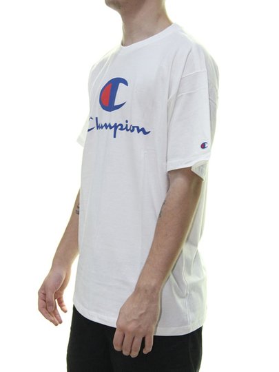 Camiseta Masculina Champion Big Logo Script INK Manga Curta Estampada - Branco