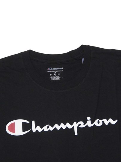 Camiseta Masculina Champion Logo Script Ink Manga Curta Estampada - Preto