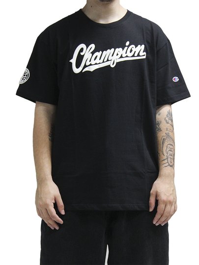 Camiseta Masculina Champion Signature Vintage Manga Curta Estampada - Preto