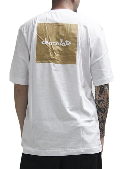 Camiseta Masculina Chocolate Og Chunk Square Manga Curta Estampada - Branco