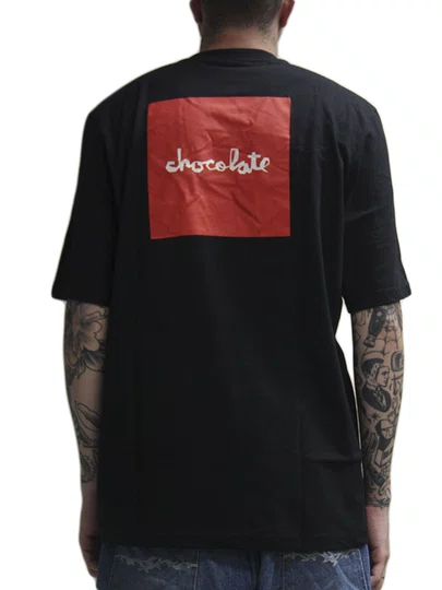 Camiseta Masculina Chocolate Og Chunk Square Manga Curta Estampada - Preto