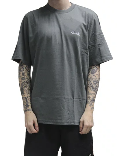 Camiseta Masculina Chocolate Og Script Manga Curta Estampada - Chumbo