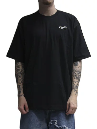 Camiseta Masculina Chocolate Oval Chunk Over Manga Curta Estampada - Preto