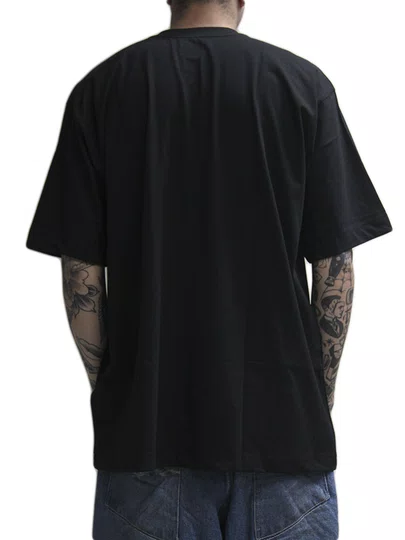 Camiseta Masculina Chocolate Oval Chunk Over Manga Curta Estampada - Preto