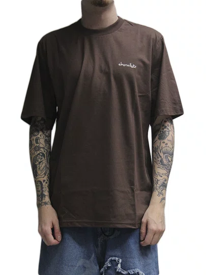 Camiseta Masculina Chocolate Triple Stack Manga Curta Estampada - Marrom