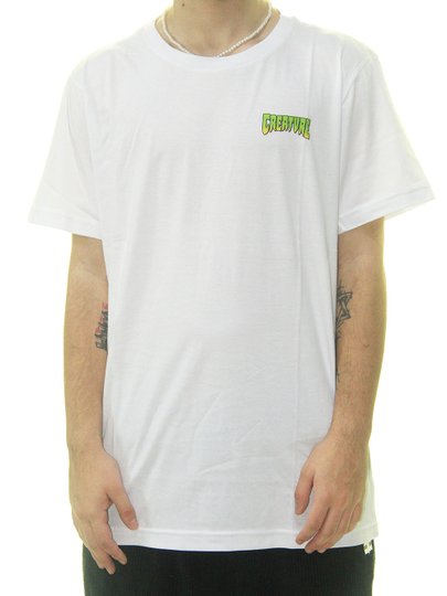 Camiseta Masculina Creature Logo Mini Manga Curta Estampada - Branco