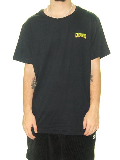 Camiseta Masculina Creature Logo Mini Manga Curta Estampada - Preto