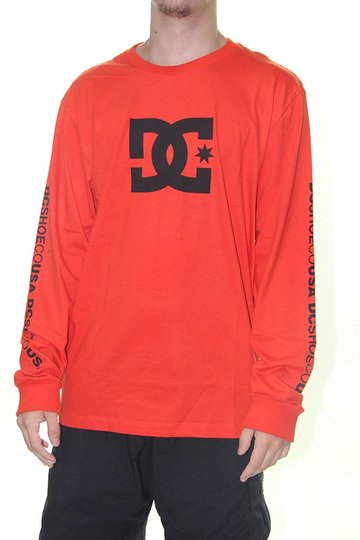 Camiseta Masculina DC Star Sleeve Manga Longa Estampada - Vermelho