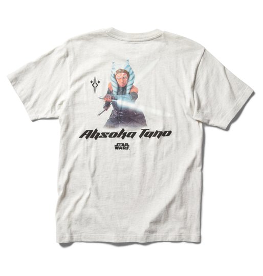 Camiseta Masculina DC X Star Wars Ahsoka Tano Manga Curta Estampada - Bege Mescla