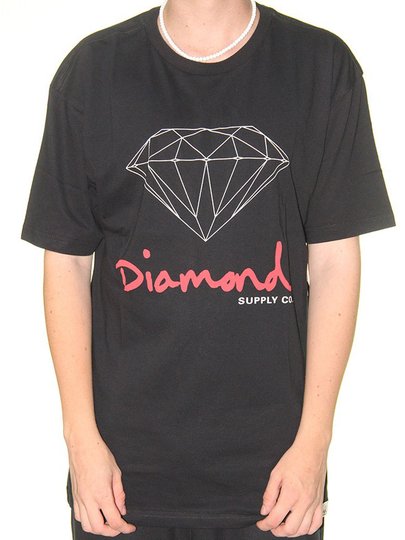 Camiseta Masculina Diamond Brilliant Logo Manga Curta Estampada - Preto