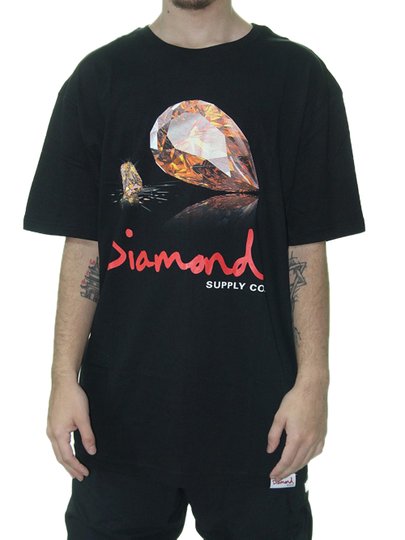 Camiseta Masculina Diamond Brilliant Mirror Tee Manga Curta Estampada - Preto