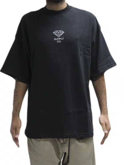 Camiseta Masculina Diamond Brilliant Oversized Manga Curta Estampada - Preto