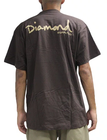 Camiseta Masculina Diamond Brilliant Sing Manga Curta Estampada - Marrom