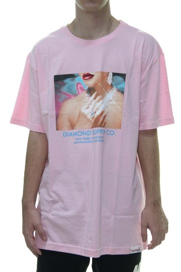 Camiseta Masculina Diamond Brilliant Womens Hand Manga Curta - Rosa