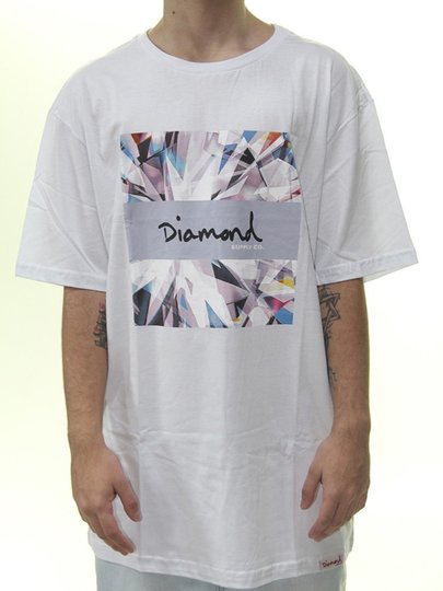 Camiseta Masculina Diamond Og Script Box Tee Manga Curta - Branco