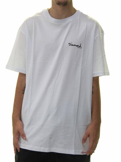 Camiseta Masculina Diamond OG Script Manga Curta Estampada - Branco