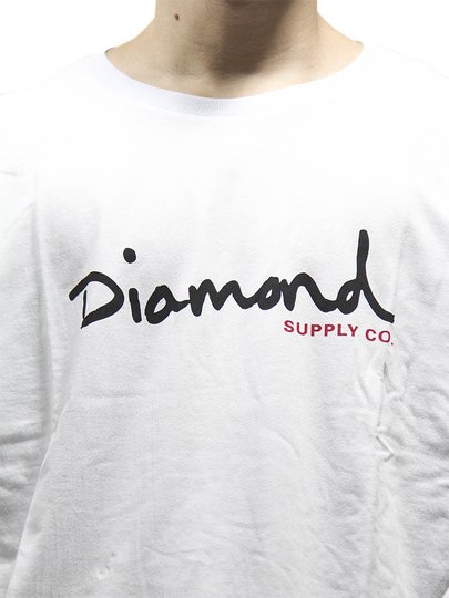 Camiseta Masculina Diamond Og Script Manga Curta Estampada - Branco