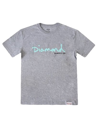 Camiseta Masculina Diamond OG Script Manga Curta Estampada - Cinza/Mescla