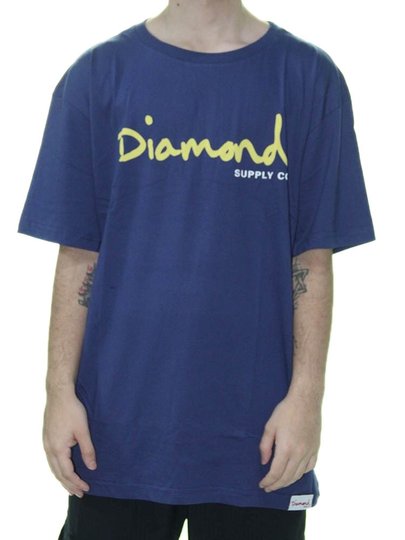 Camiseta Masculina Diamond OG Script Manga Curta Estampada - Marinho