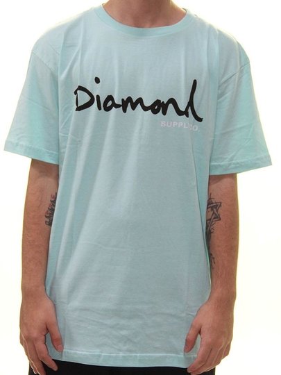 Camiseta Masculina Diamond OG Script Manga Curta Estampada - Turquesa