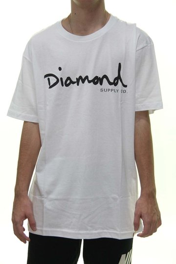 Camiseta Masculina Diamond Og Script Tee Manga Curta - Branco