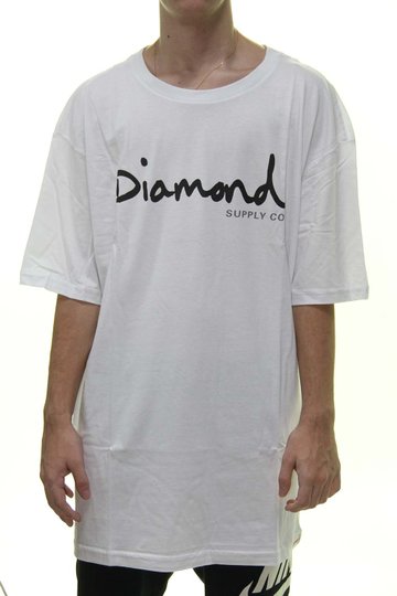 Camiseta Masculina Diamond Og Script Tee Manga Curta - Branco