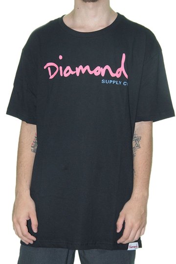 Camiseta Masculina Diamond OG Script Tee Manga Curta Estampada - Preto