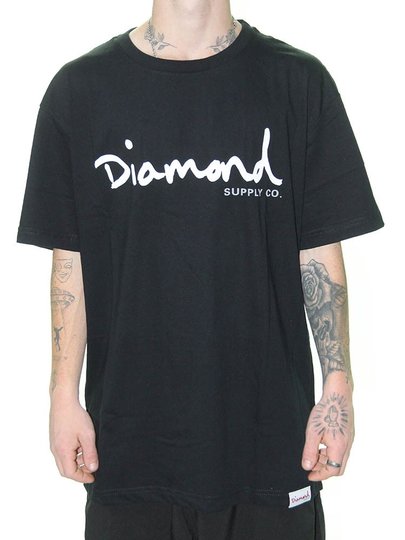 Camiseta Masculina Diamond OG Script Tee Manga Curta Estampada - Preto/Branco