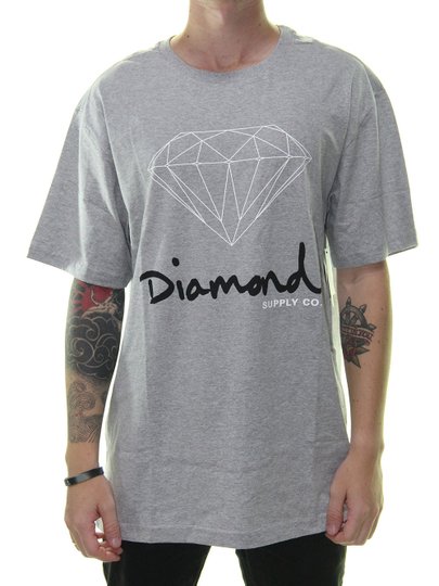 Camiseta Masculina Diamond Og Sign Manga Curta - Cinza Mesclado