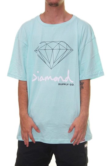 Camiseta Masculina Diamond OG Sign Tee BIG Manga Curta Estampada - Turquesa