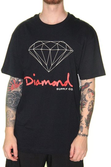 Camiseta Masculina Diamond OG Sign Tee Manga Curta Estampada - Preto