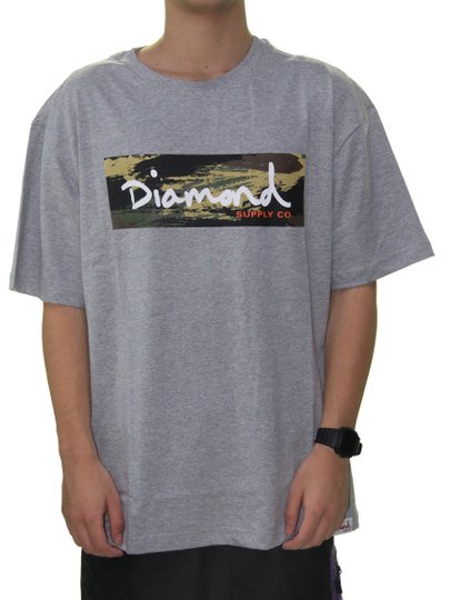 Camiseta Masculina Diamond Special Forces Box Manga Curta - Cinza/Mesclado