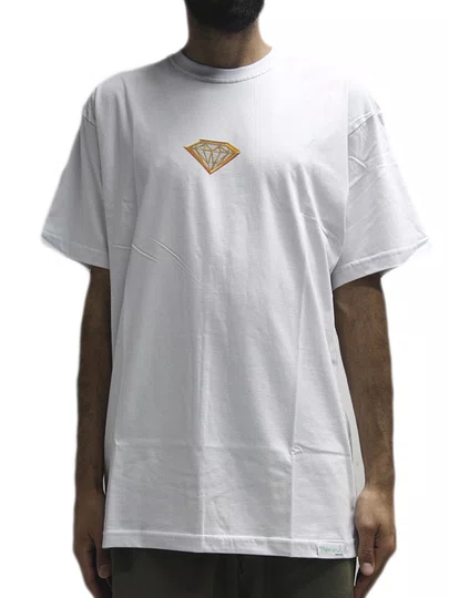 Camiseta Masculina Diamond X Dwayne Back Manga Curta Estampada - Branco