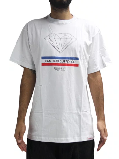 Camiseta Masculina Diamond Yacht Club Classic Manga Curta Estampada - Branco