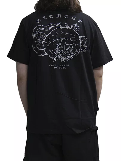 Camiseta Masculina Element Aligator Manga Curta Estampada - Preto