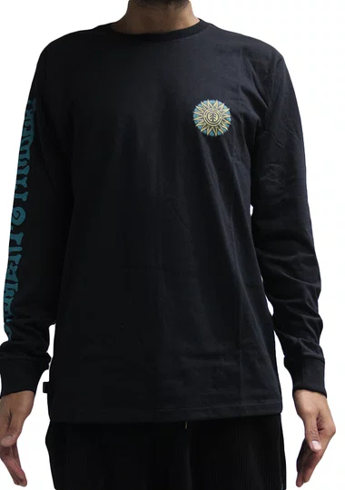 Camiseta Masculina Element Timber The A Hike Manga Longa Estampada - Preto
