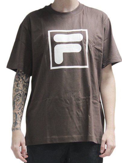Camiseta Masculina Fila Box Union Classics Manga Curta Estampada - Marrom