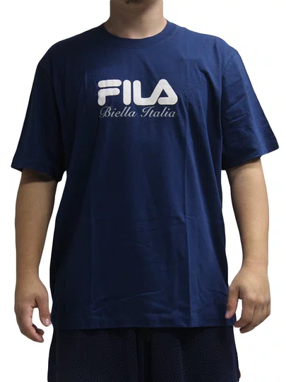 Camiseta Masculina Fila Confort Biella Graphic Manga Curta Estampada - Marinho