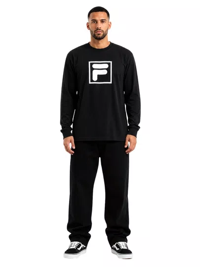 Camiseta Masculina Fila M/L Box Manga Longa Estampada - Preto