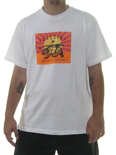Camiseta Masculina Freesurf California Manga Curta Estampada - Branco
