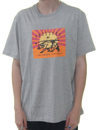 Camiseta Masculina Freesurf California Manga Curta Estampada - Cinza/Mescla